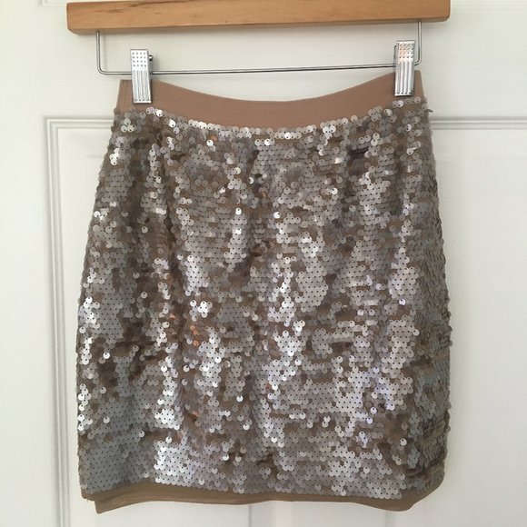 BCBGMaxAzria Percy Sequin Mini Skirt XS Moss Combo - Picture 3 of 7